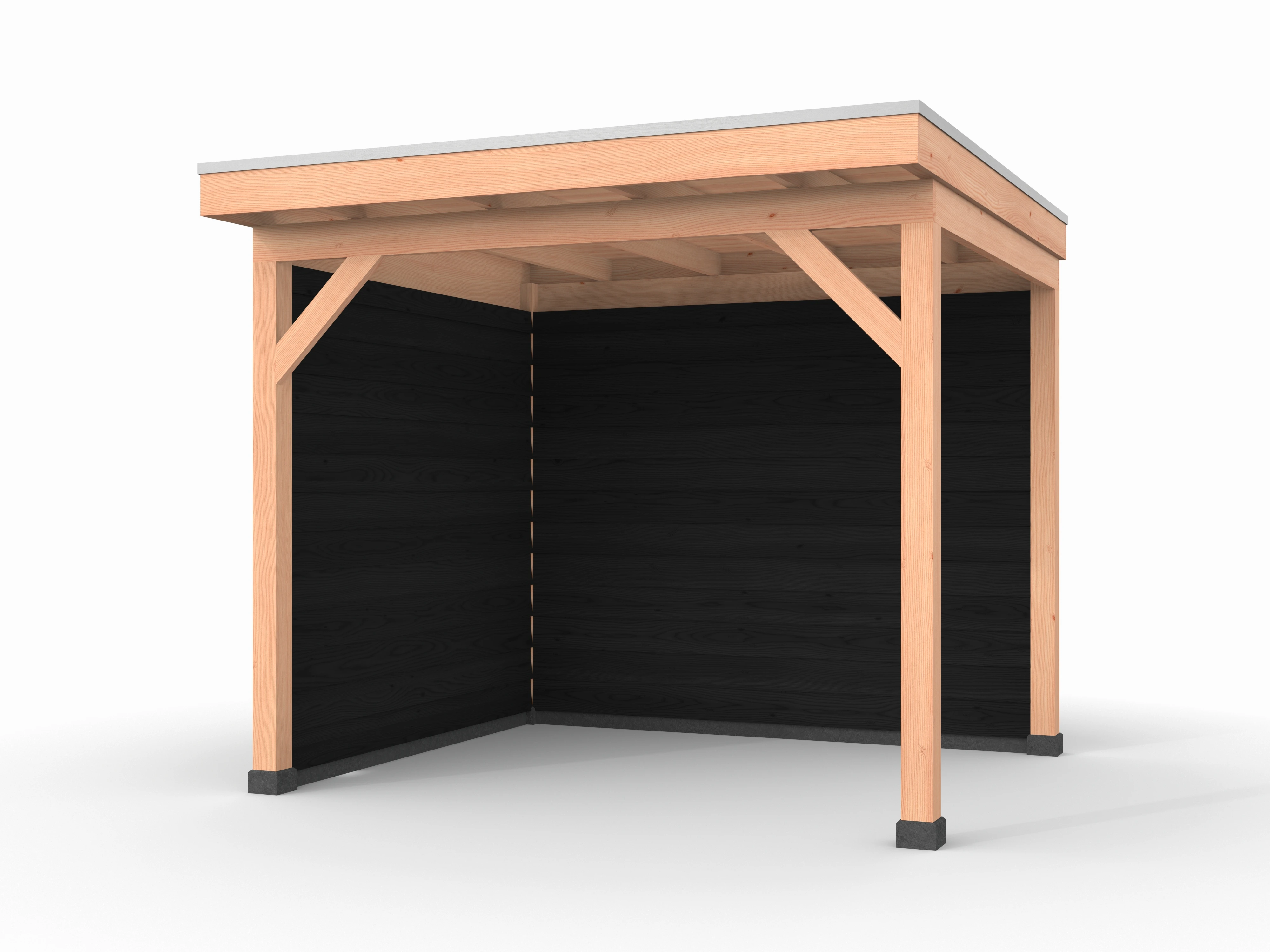 Douglas overkapping, 300 x 250, met achterwand en zijwand, Westwood Comfort Zwart - Afbeelding 1